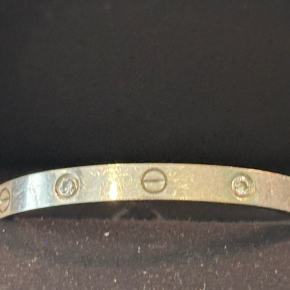 Authentic used white gold 18 kt Love bracelet 4 diamonds size 16 - Picture 5 of 8